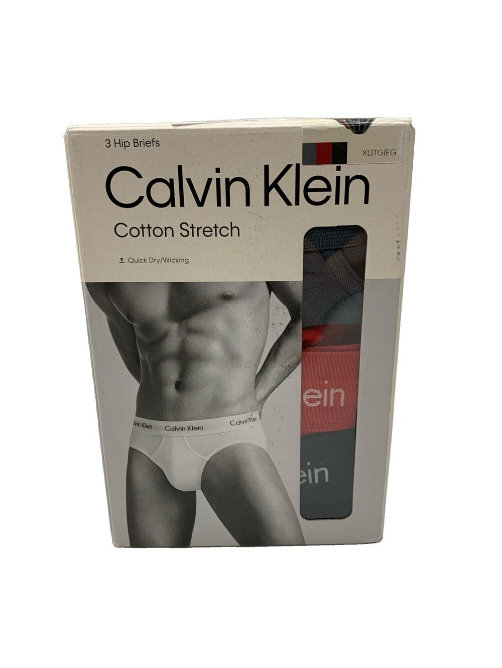 Calvin Klein Cotton Stretch Hip Briefs Quick Dry /Wicking Size XL - 3 PACK